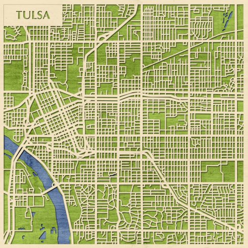 Tulsa 3D fa várostérkép fali dekoráció – Natura Products