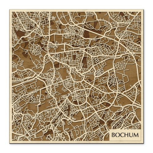 Bochum 3D fa várostérkép fali dekoráció – Natura Products