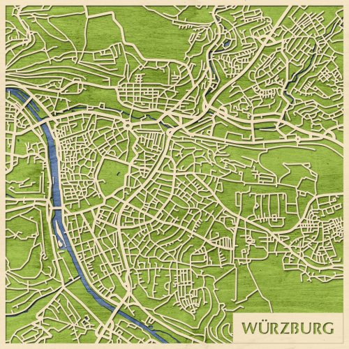 Würzburg 3D fa várostérkép fali dekoráció – Natura Products