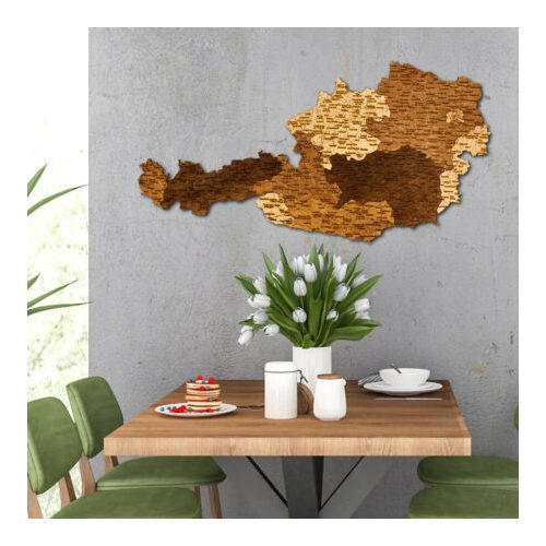 3D Fa Puzzle Fali Dekoráció | Ausztria Térkép