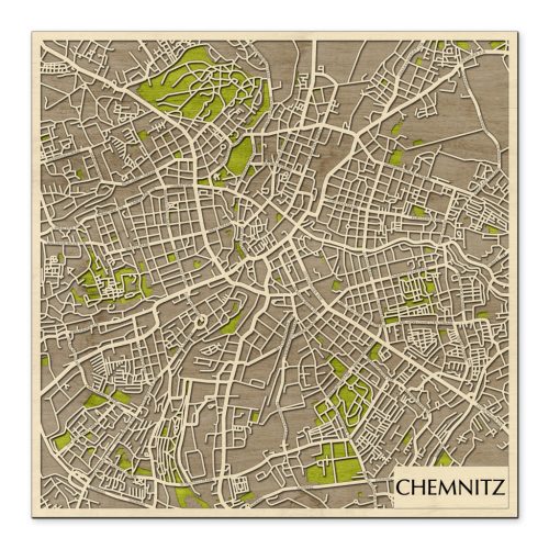 Chemnitz 3D fa várostérkép fali dekoráció – Natura Products