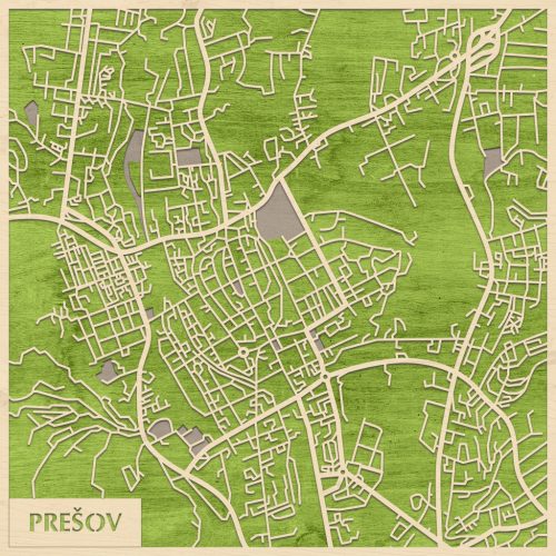 Eperjes – Prešov 3D fa várostérkép fali dekoráció – Natura Products