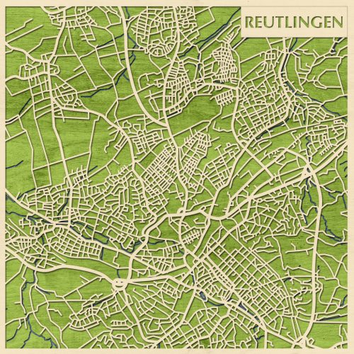 Reutlingen 3D fa várostérkép fali dekoráció – Natura Products