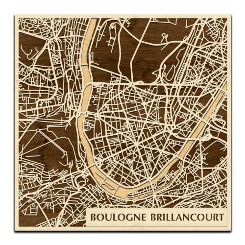 Boulogne-Billancourt 3D fa várostérkép fali dekoráció – Natura Products
