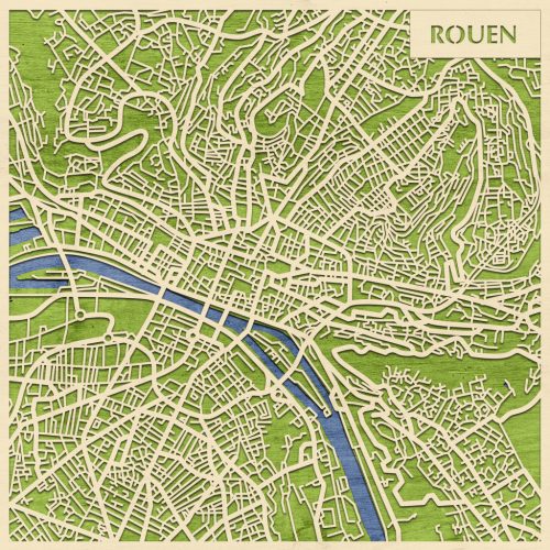 Rouen 3D fa várostérkép fali dekoráció – Natura Products