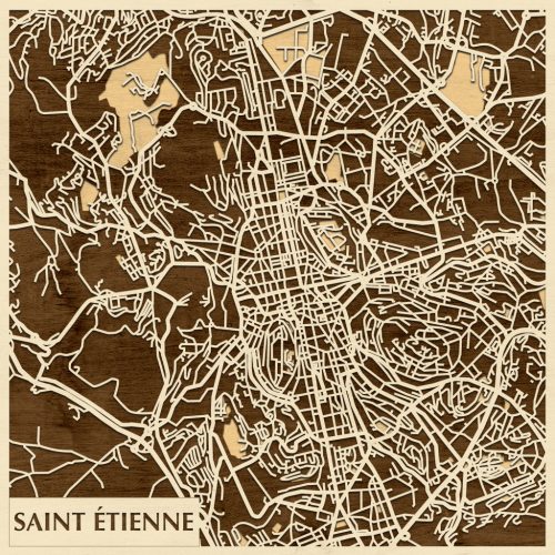Saint-Étienne 3D fa várostérkép fali dekoráció – Natura Products