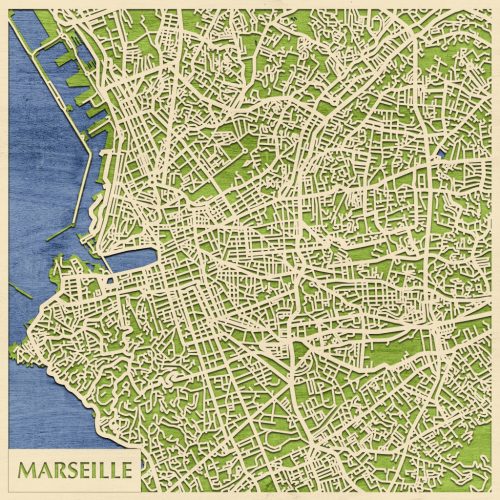 Marseille 3D fa várostérkép fali dekoráció – Natura Products