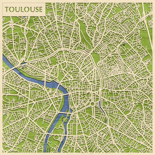 Toulouse 3D fa várostérkép fali dekoráció – Natura Products