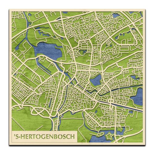 's-Hertogenbosch 3D fa várostérkép fali dekoráció – Natura Products