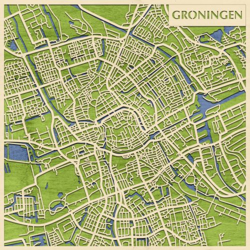Groningen 3D fa várostérkép fali dekoráció – Natura Products