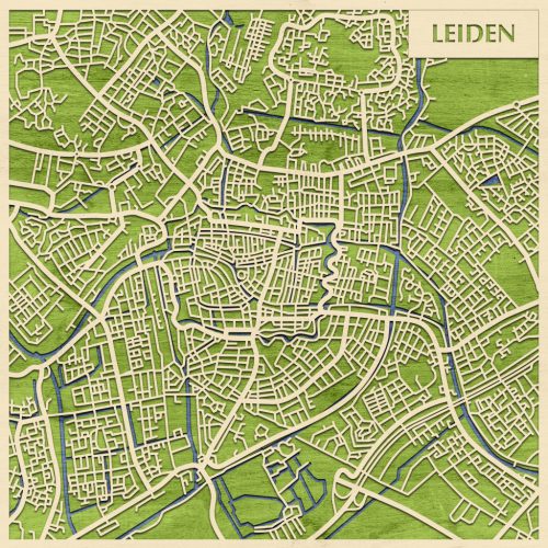 Leiden 3D fa várostérkép fali dekoráció – Natura Products