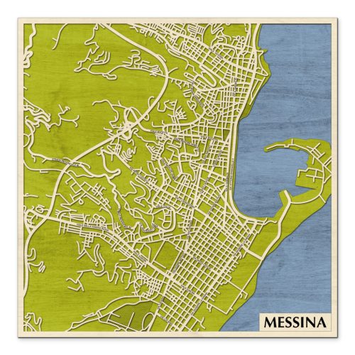 Messina 3D fa várostérkép fali dekoráció – Natura Products