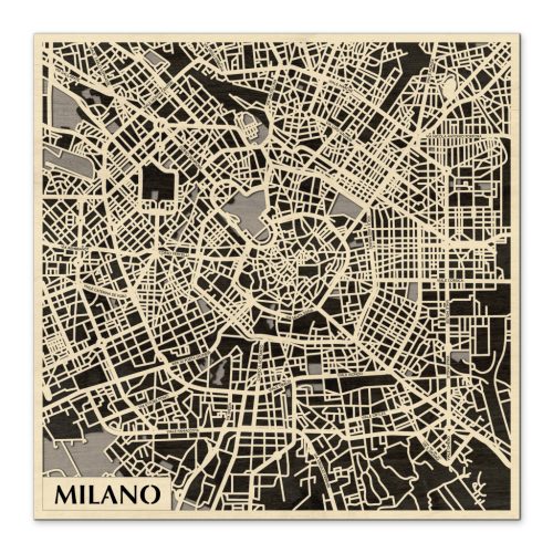 Milánó – Milano 3D fa várostérkép fali dekoráció – Natura Products