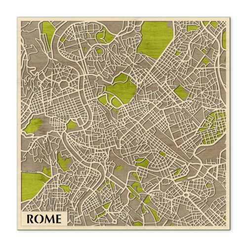 Róma – Roma 3D fa várostérkép fali dekoráció – Natura Products