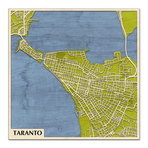 Taranto 3D fa várostérkép fali dekoráció – Natura Products