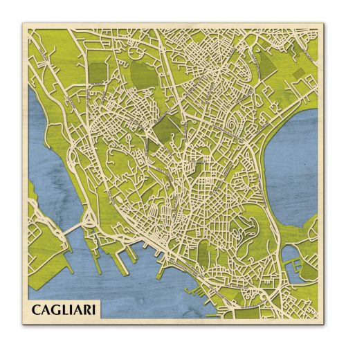 Cagliari 3D fa várostérkép fali dekoráció – Natura Products