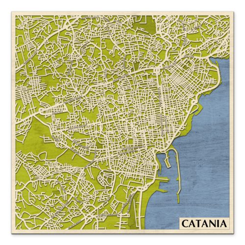 Catania 3D fa várostérkép fali dekoráció – Natura Products