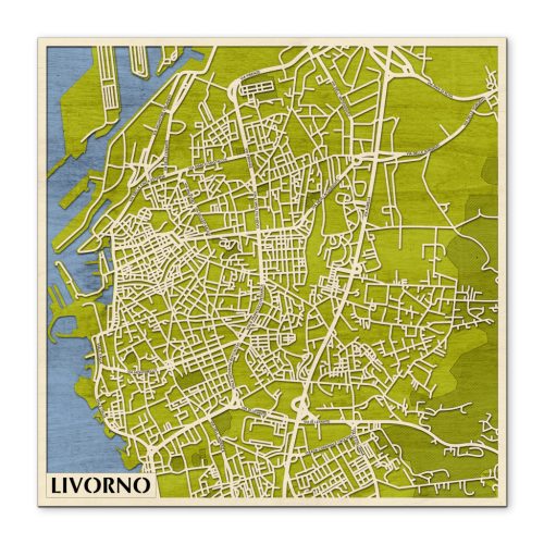 Livorno 3D fa várostérkép fali dekoráció – Natura Products