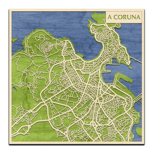 A Coruña 3D fa várostérkép fali dekoráció – Natura Products