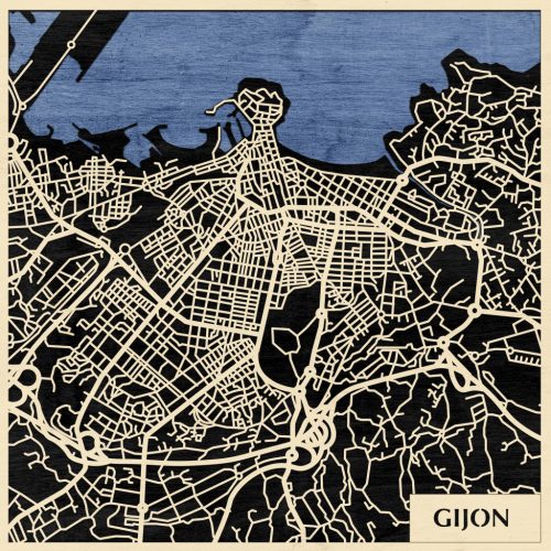 Gijón 3D fa várostérkép fali dekoráció – Natura Products