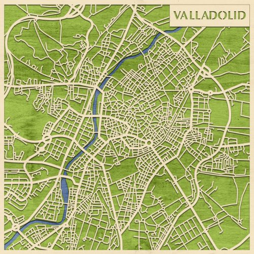 Valladolid 3D fa várostérkép fali dekoráció – Natura Products
