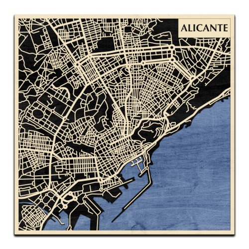 Alicante 3D fa várostérkép fali dekoráció – Natura Products