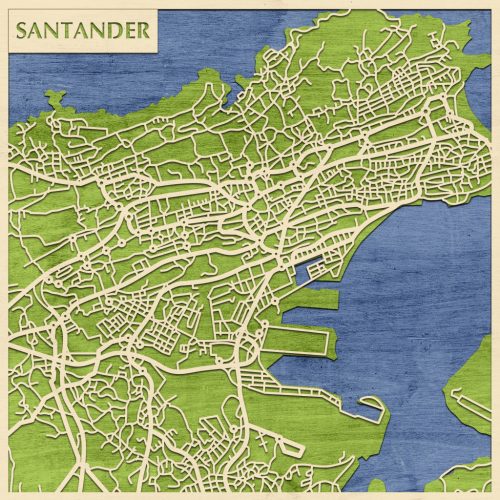 Santander 3D fa várostérkép fali dekoráció – Natura Products