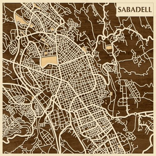 Sabadell 3D fa várostérkép fali dekoráció – Natura Products