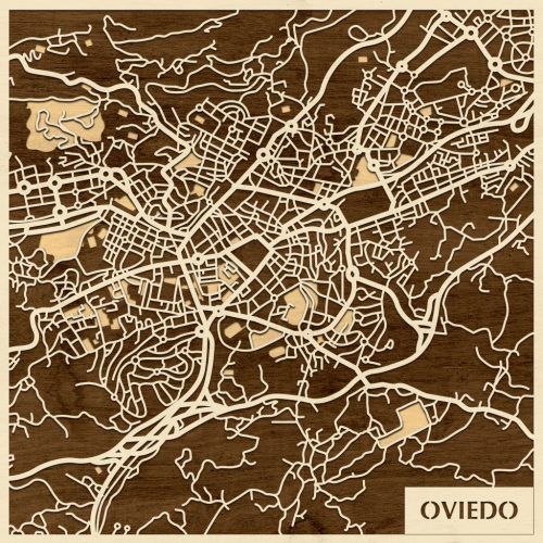 Oviedo 3D fa várostérkép fali dekoráció – Natura Products