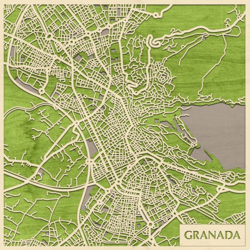 Granada 3D fa várostérkép fali dekoráció – Natura Products