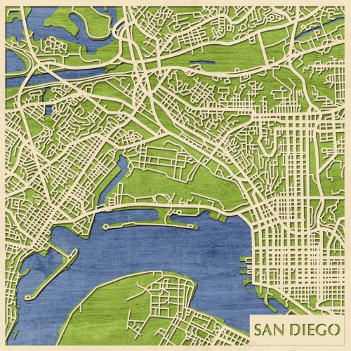 San Diego 3D fa várostérkép fali dekoráció – Natura Products