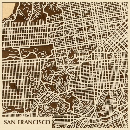 San Francisco 3D fa várostérkép fali dekoráció – Natura Products