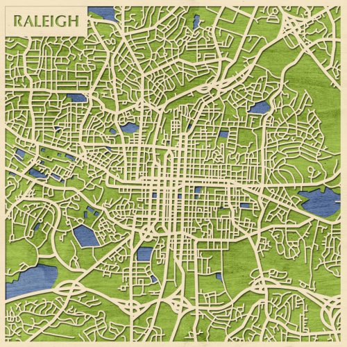 Raleigh 3D fa várostérkép fali dekoráció – Natura Products