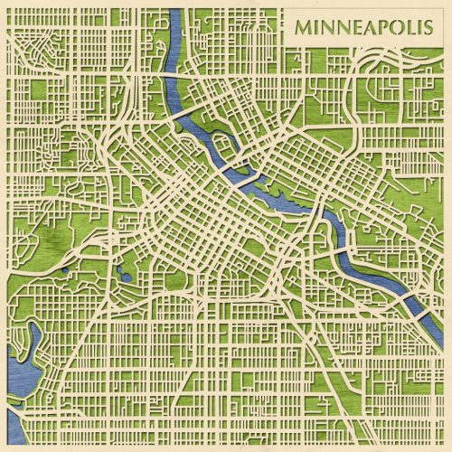 Minneapolis 3D fa várostérkép fali dekoráció – Natura Products