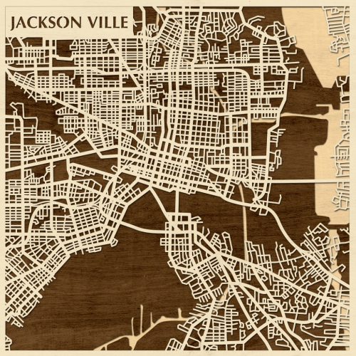 Jacksonville 3D fa várostérkép fali dekoráció – Natura Products