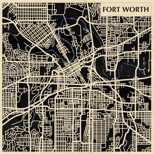Fort Worth 3D fa várostérkép fali dekoráció – Natura Products