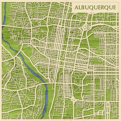 Albuquerque 3D fa várostérkép fali dekoráció – Natura Products