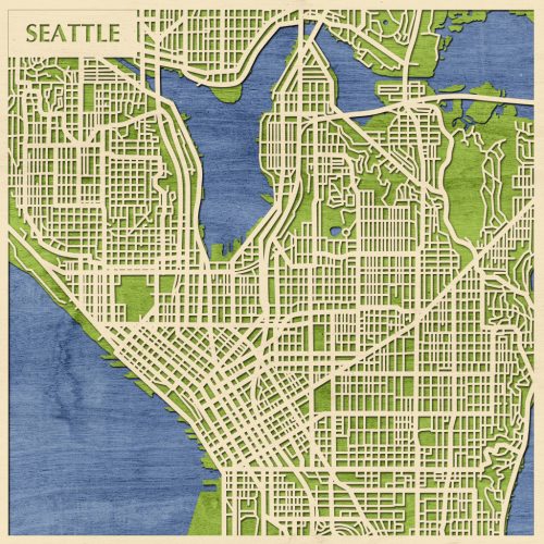 Seattle 3D fa várostérkép fali dekoráció – Natura Products