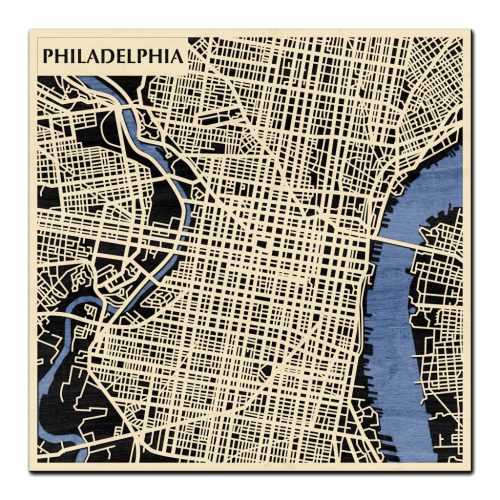 Philadelphia 3D fa várostérkép fali dekoráció – Natura Products