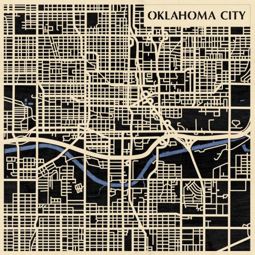 Oklahoma City 3D fa várostérkép fali dekoráció – Natura Products