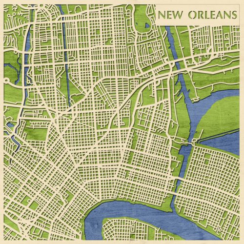New Orleans 3D fa várostérkép fali dekoráció – Natura Products