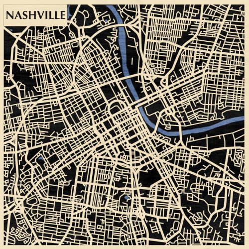 Nashville 3D fa várostérkép fali dekoráció – Natura Products