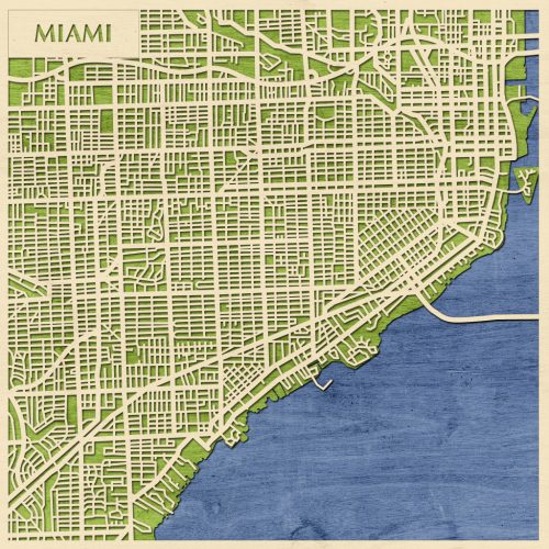 Miami 3D fa várostérkép fali dekoráció – Natura Products