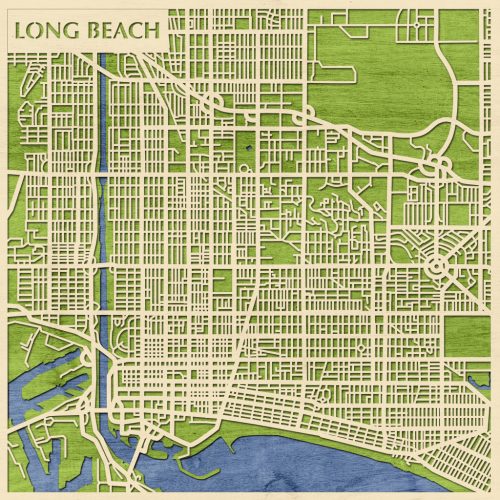 Long Beach 3D fa várostérkép fali dekoráció – Natura Products