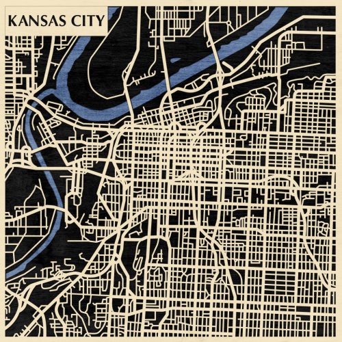 Kansas City 3D fa várostérkép fali dekoráció – Natura Products