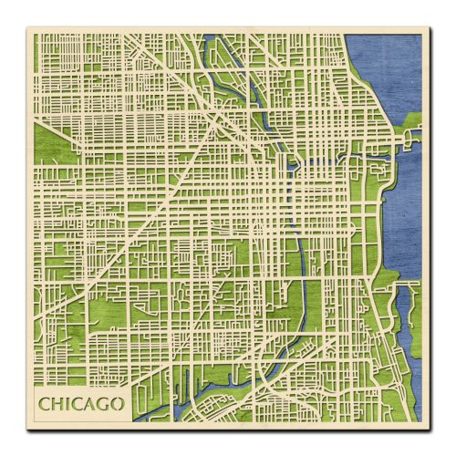 Chicago 3D fa várostérkép fali dekoráció – Natura Products
