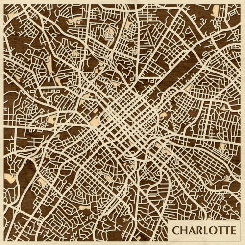Charlotte 3D fa várostérkép fali dekoráció – Natura Products