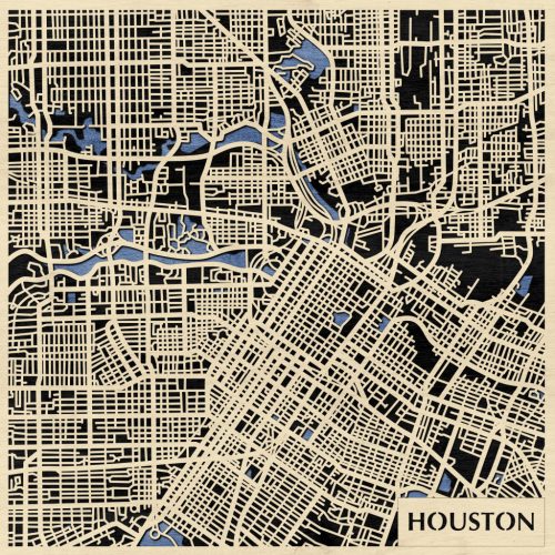 Houston 3D fa várostérkép fali dekoráció – Natura Products