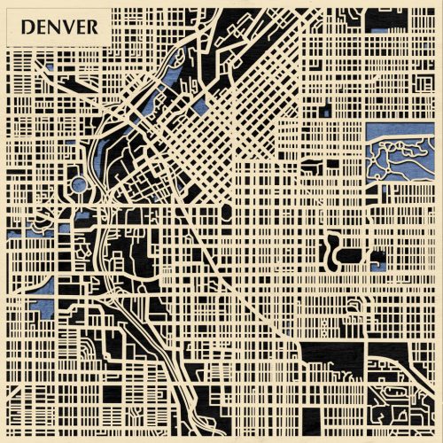 Denver 3D fa várostérkép fali dekoráció – Natura Products