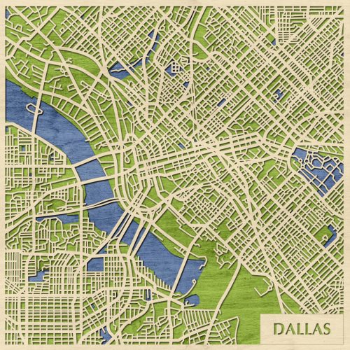 Dallas 3D fa várostérkép fali dekoráció – Natura Products